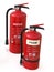 2 red Fire extinguishers, Water and Foam