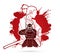 2 Samurai composition cartoon graphic vector
