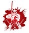 2 Samurai composition with swords cartoon graphic