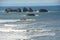 2 Sea stacks and surf off the Oregon Coast at Bandon
