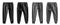 2 Set of black and dark grey gray, front back view sweatpants jogger sports trousers bottom pants on transparent, PNG