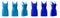 2 Set of dark light blue bodycon sleeveless basic everyday tank tee dress round neck, front back side view on transparent, PNG