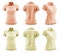 2 Set of woman pastel light yellow orange, front, back and side view collar slim fit polo tee shirt on transparent, PNG