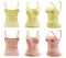 2 Set of woman pastel light yellow orange, front, back and side view Spaghetti thin Strap Camisole tank cami Top on, PNG