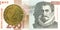 2 slovenian tolar coin against 200 slovenian tolar banknote