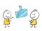 2 stick man standing and thinking expression illustration blue like thumb social media