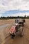 2 stroke engine and cart on the bank of the great Mekong in Laos