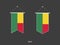 2 style of Benin flag. Ribbon versions and Arrow versions. Both isolated on a black background