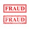 2 style red rubber stamp, fraud, isolated on white