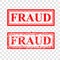 2 style red rubber stamp, fraud, at transparent effect background