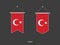 2 style of Turkey flag. Ribbon versions and Arrow versions. Both isolated on a black background