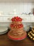 2 tier ruffle chocolate berry wedding cake