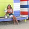 2 times Grand Slam Champion Naomi Osaka of Japan posing with Australian Open trophy at Brighton Beach in Melbourne