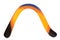 2 wings wooden boomerang painted black, orange, yellow and blue