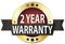 2 year warranty gold metallic round seal badge