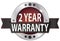 2 year warranty silver metallic round seal badge