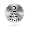 2 years warranty seal stamp, vector label. Hologram stickers labels with silver texture