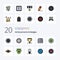 20 Achievements & Badges Line Filled Color icon Pack. like badge. wreath. achievements. education. achievement