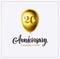 20 anniversary celebration logo or background. Jubilee. Gold balloon with number twenty and lettering text isolated on