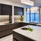 20 A contemporary kitchen with sleek cabinetry, a waterfall countertop, and statement pendant lighting4, Generative AI