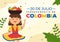 20 De Julio independencia De Colombia Cartoon Illustration with Flags, Balloons and Cute Kids People Characters for Poster Design