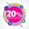 20% Descuento, 50% Discount Sticker spanish text, sale tag