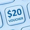 20 Dollar voucher gift discount sale online shopping internet st