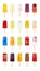 20 Flavors of Popsicles or Ice Lollies on White