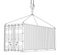 20-Foot Shipping Container Hanging on a Crane Hook. Vector Illustration in Thin Line Style