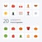 20 Fruits  Vegetables Flat Color icon Pack like orange vegetable watermelon peas food