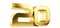 20 golden bold letters symbol 3D-Illustration