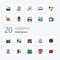 20 Hotel Services Line Filled Color icon Pack like reception hotel room desk tea