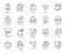 20 line icons of room service. Contour labels for hotel inn, hostels, apartment, condominium booking sites and apps