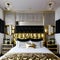 20 A luxurious, Hollywood Regency-inspired bedroom with a tufted headboard, mirrored furniture, and lots of gold accents5, Gener