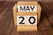 20 May text businrss concept, on wooden block