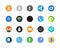 20 most popular cryptocurrency logo set.