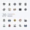 20 Motivation Line Filled Color icon Pack like scenery landscape emojis motivation heart