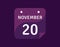 20 November, November 20 icon Single Day Calendar Vector illustration