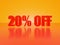 20% off glossy text on hot orange background series