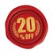 20% off icon illustration  for ecommerce site etc.  sealing wax motif