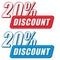 20 percentages discount in two colors labels, flat design