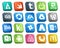 20 Social Media Icon Pack Including adwords. kik. electronics arts. behance. wordpress