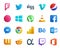 20 Social Media Icon Pack Including behance. chrome. windows. messenger. player