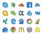 20 Social Media Icon Pack Including edge. vk. ea. drupal. messenger