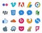 20 Social Media Icon Pack Including firefox. music. blackberry. sound. like