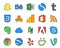 20 Social Media Icon Pack Including google earth. chat. office. skype. houzz