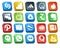 20 Social Media Icon Pack Including hangouts. adobe. zootool. cc. google earth