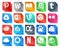 20 Social Media Icon Pack Including inbox. app net. vine. drupal. cc