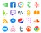 20 Social Media Icon Pack Including music. soundcloud. blackberry. coderwall. messenger