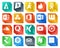 20 Social Media Icon Pack Including video. xing. word. question. music